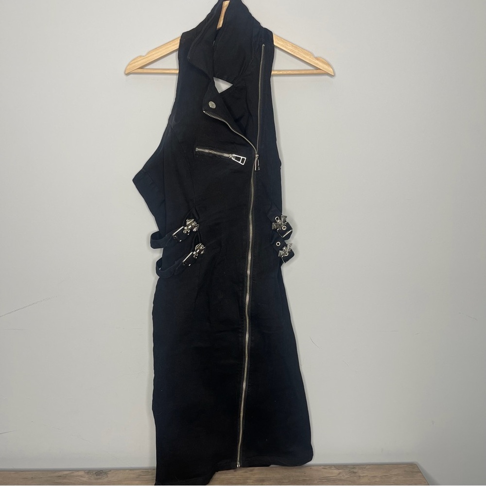 Women’s Killstar anti-club moto Stylish Black Sleeveless Dress size medium